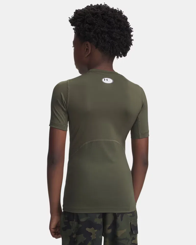 Футболка с коротким рукавом быстросохнущая HeatGear Armour UnderArmour, Marine Od Green/White — фото 2