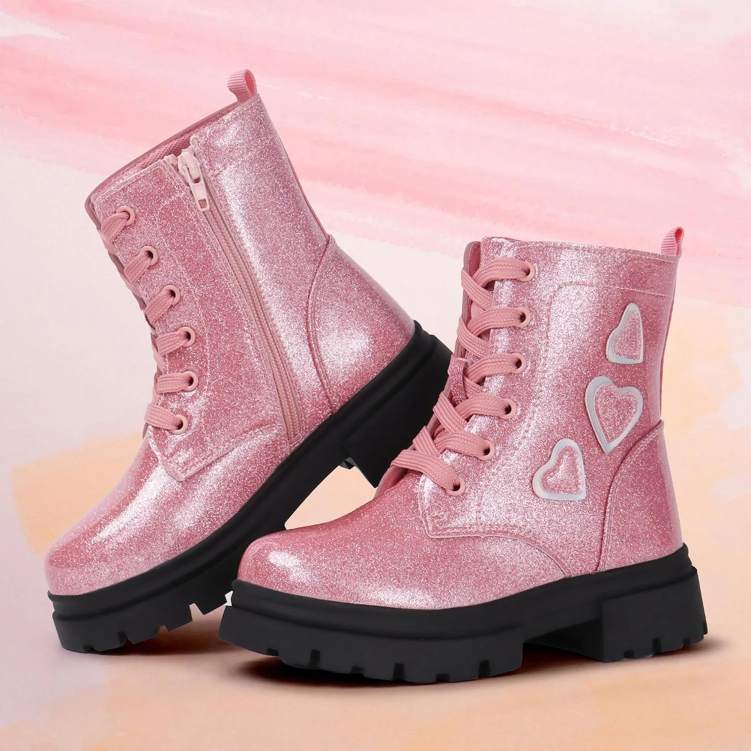 Детские ботинки для девочек с боковой молнией Tobfis, Pink — фото 3