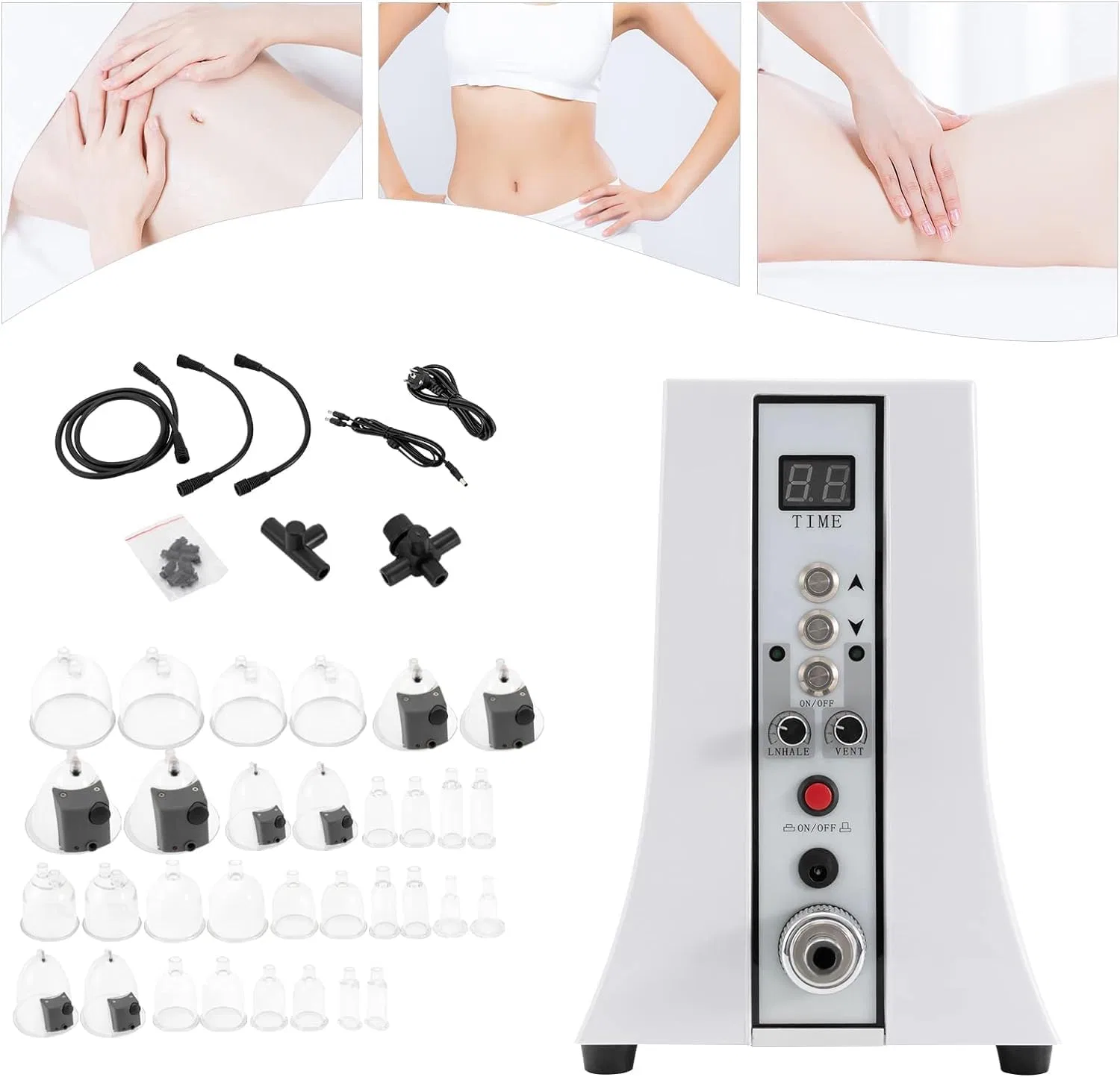 Вакуумный массажер для тела Multifunctional Electric Cupping Massage, 32 чашки, PINYELIN, White — фото 3