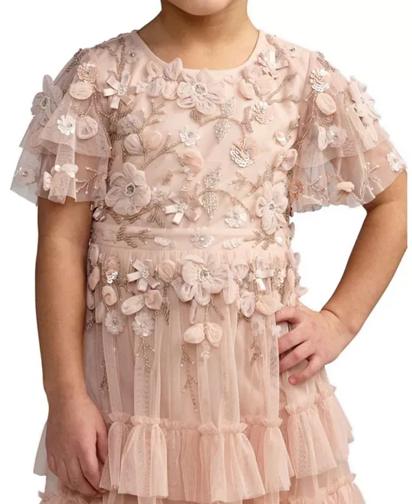 Детское платье для девочек с длинным рукавом Mac DUGGal, Blush — фото 3