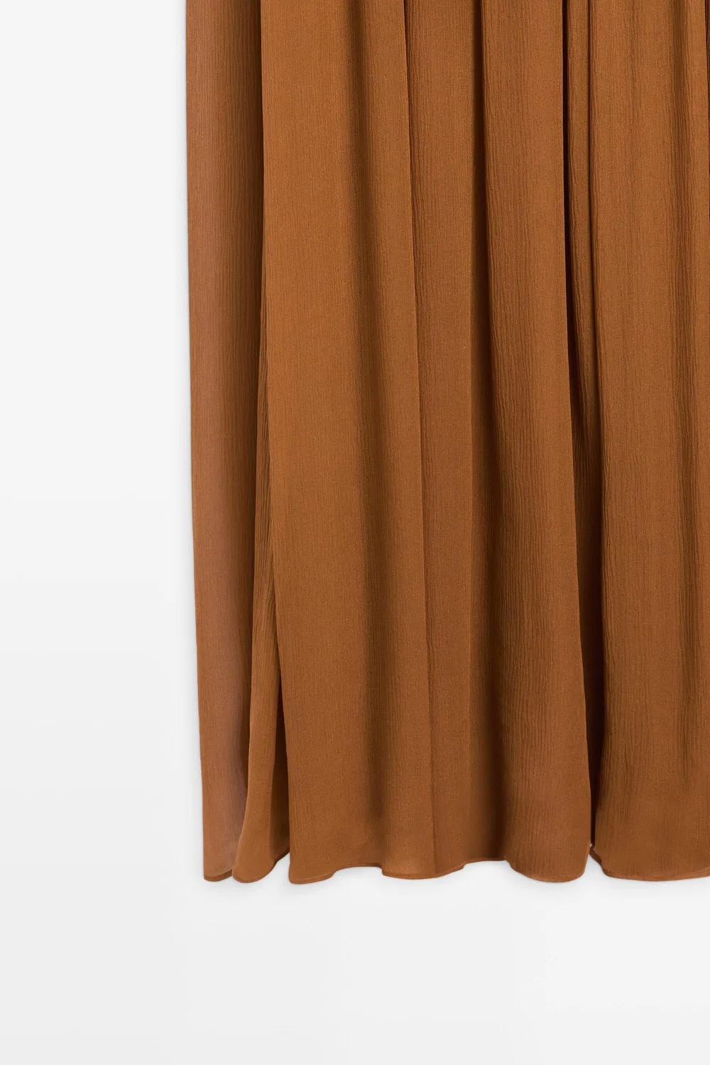 Платье миди из 100% шелка со сборками Massimo Dutti, Mole Brown — фото 4