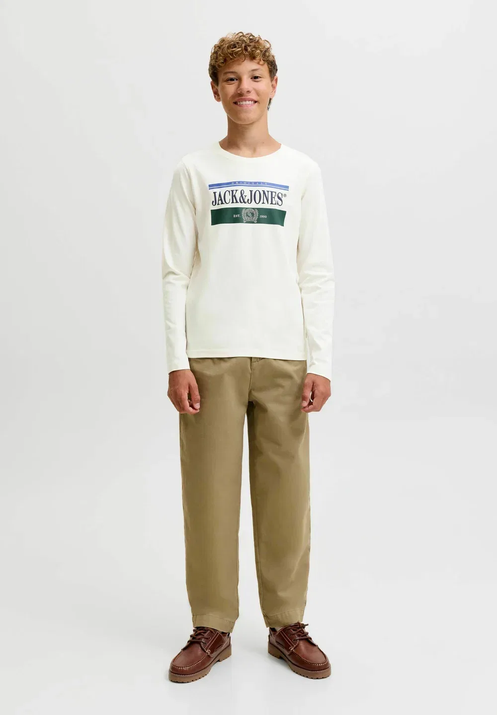 Футболка с длинными рукавами Jorfrederiksberg graphic box tee ls jnr - топ с длинными рукавами Jack & Jones Junior, Snow White