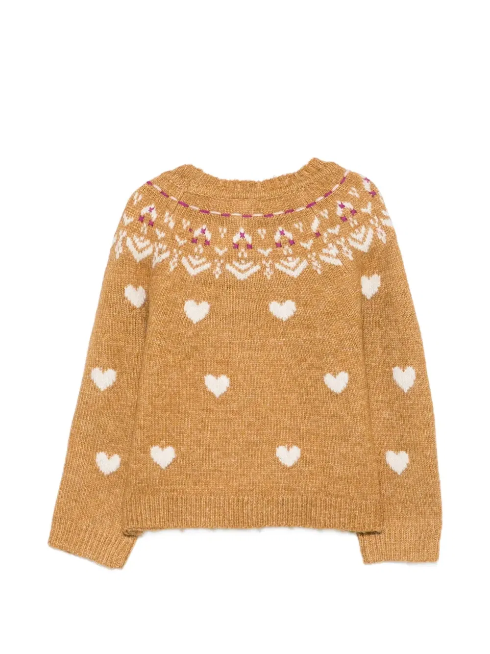 Свитер Fair Isle с жаккардовым узором в виде сердец Bonton, бежевый — фото 2