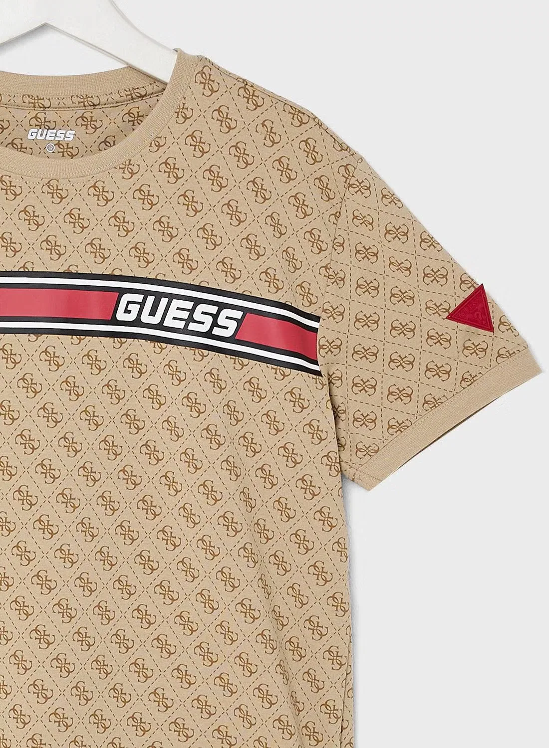 Футболка с принтом для детей Guess, бежевый — фото 4
