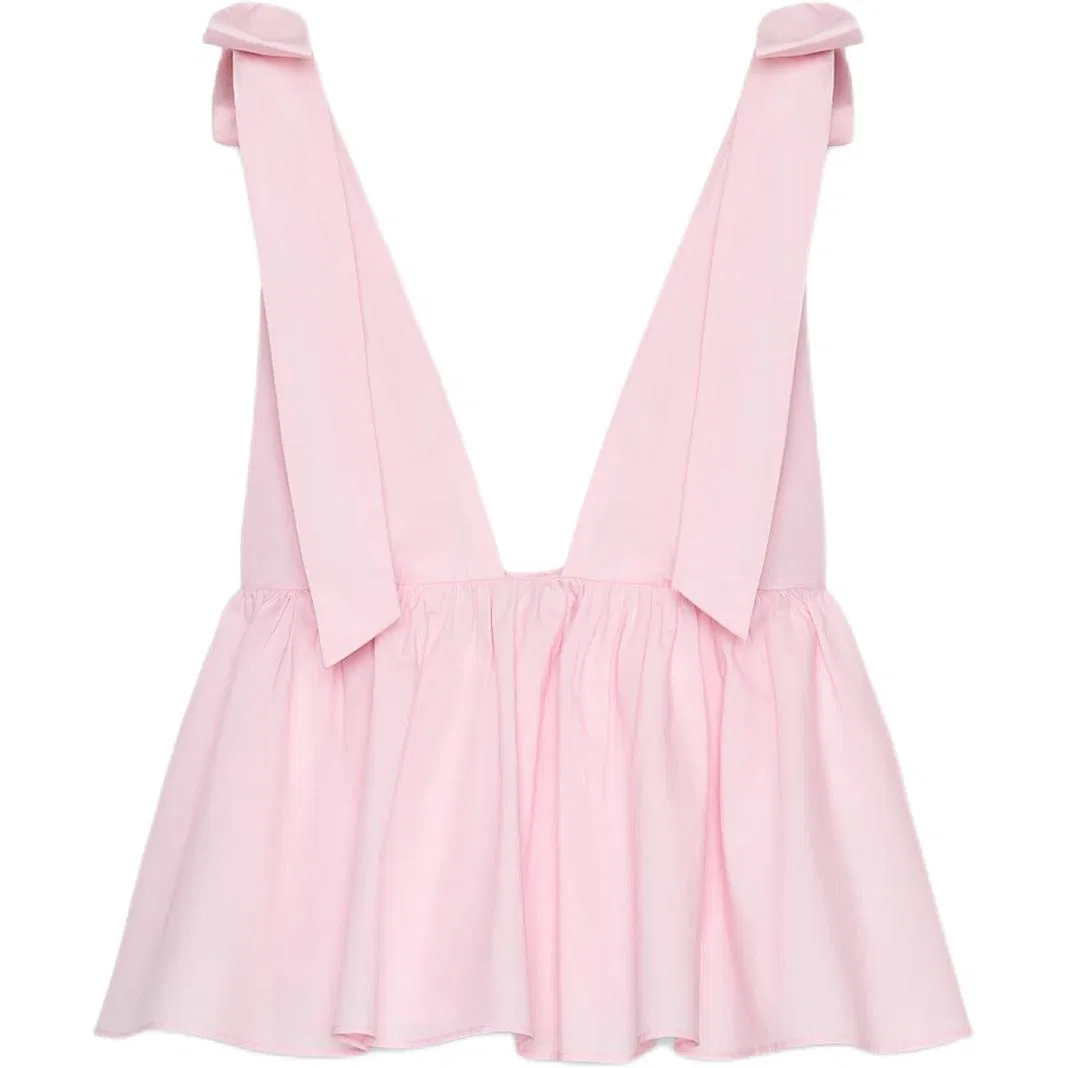 Женский топ без рукавов с V-образным вырезом ZARA, Light Pink Red