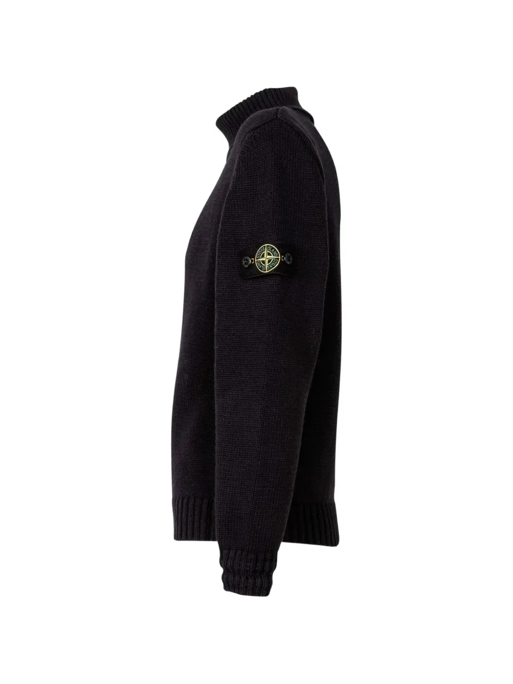 Свитер с высоким воротом и логотипом-нашивкой Stone Island Junior, черный — фото 2