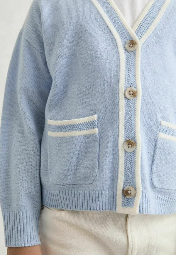 Кардиган с V-образным вырезом Eloise tipped Reiss, pale blue, бледно-голубой