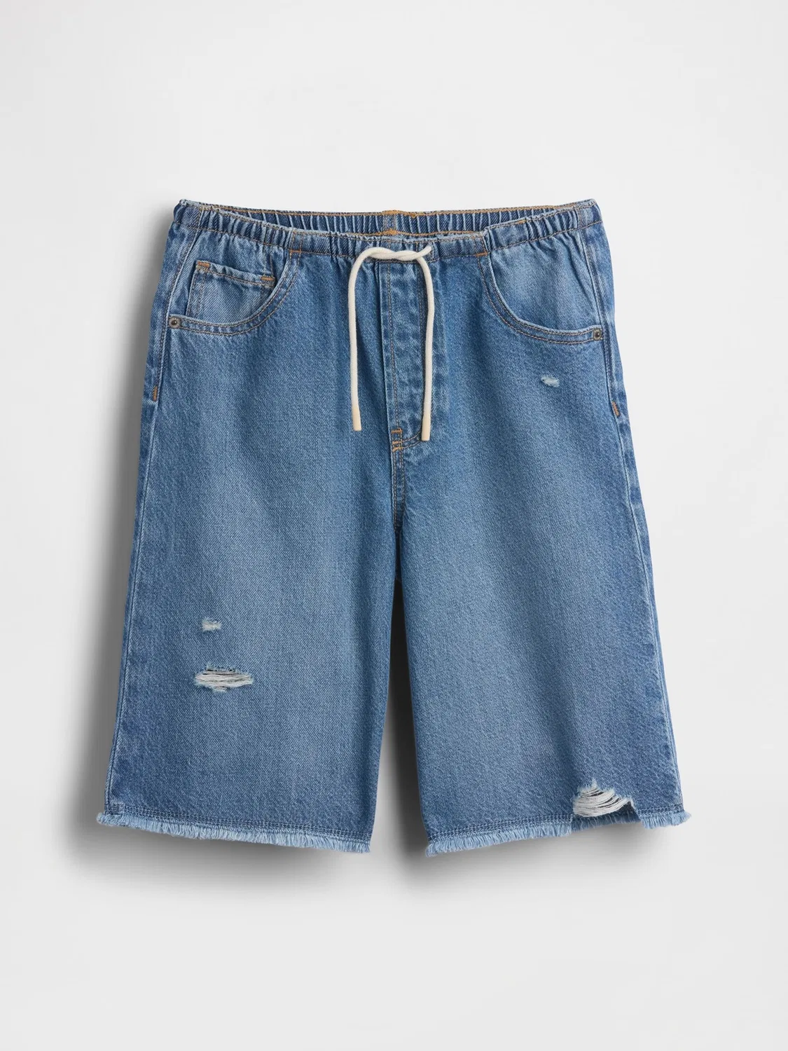 Шорты джинсовые Gap UltraSoft Easy Longline, средняя стирка — фото 4