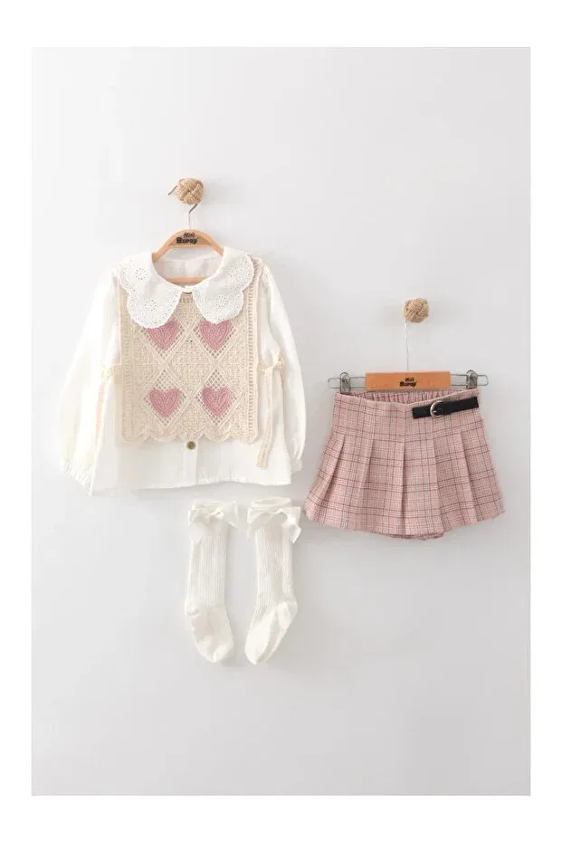 Детский комплект для девочек с кружевным воротником Basics Mini Baray, Rose Dry — фото 3