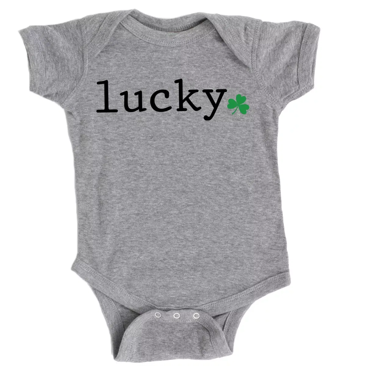 Детское боди для мальчиков с коротким рукавом с принтом Lucky Typewriter Clover The Juniper Shop, Heather Grey