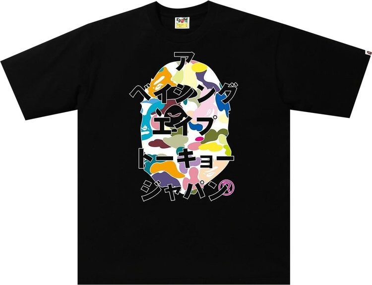 

Футболка BAPE Multi Camo Japanese Letters Relaxed Fit Tee 'Black', черный
