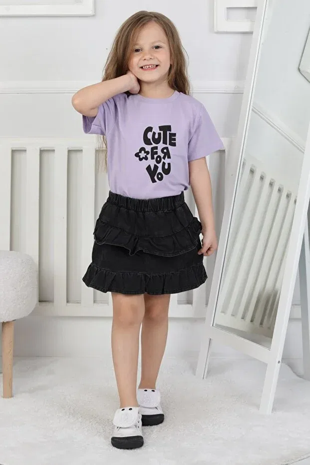 Детские шорты для девочек джинсовые с завышенной талией Noble Baby&Kids, Black — фото 2