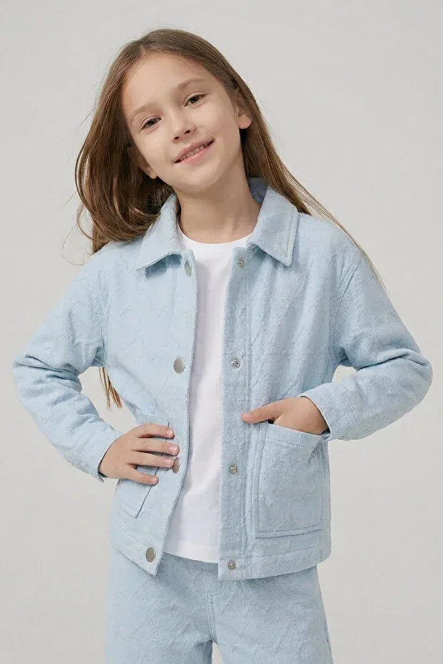 Детский жакет для девочек с принтом Girl'S fabric heart patterned jacket Dmb, Blue