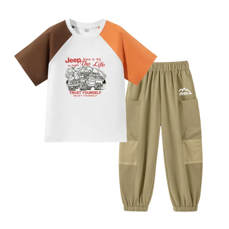 Детский спортивный комплект с принтом Jeep, Orange Khaki/E Trail Running Sketch-Khaki/E White Mountain K