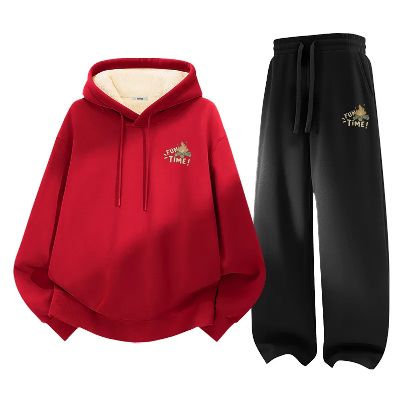 Детский комплект свитшотов с капюшоном Bonfire Story, MINISO, Red Black