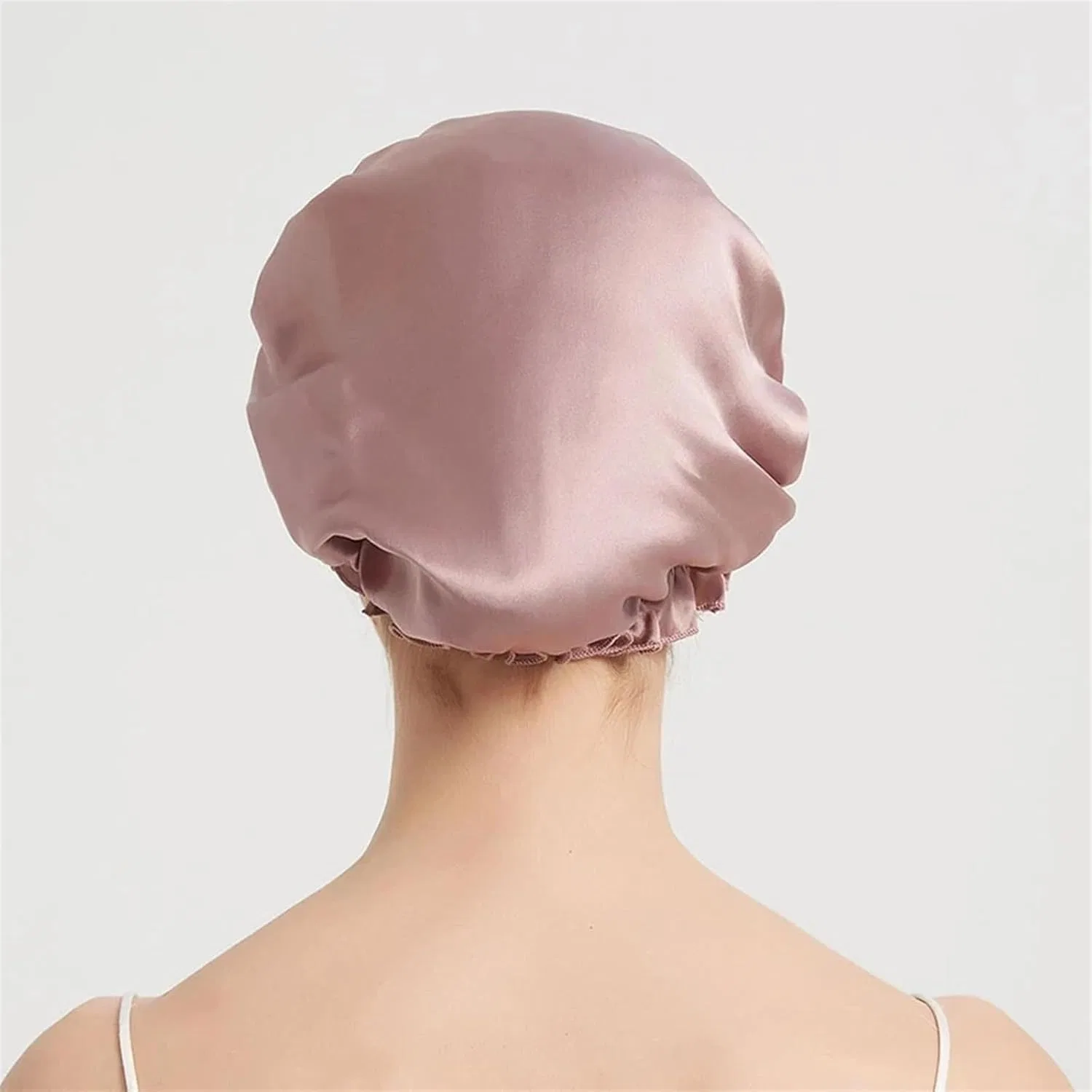 Шапочка для душа из шелка, DYYEUAVT, 16 Momme, L (58-60 см), Purplish Red — фото 4