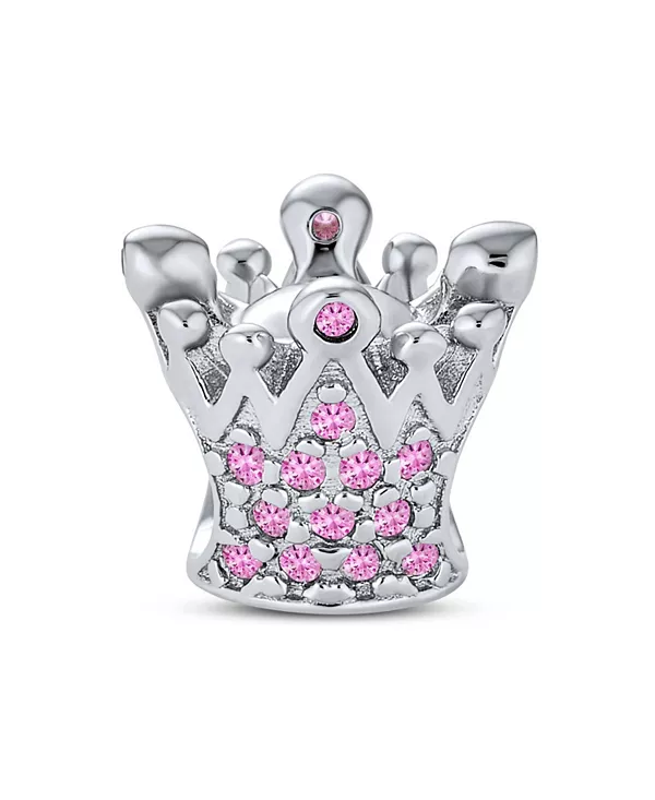 

Европейский браслет с подвеской в виде короны принцессы королевы розового цвета с кристаллами фуксии Bling Jewelry, pink