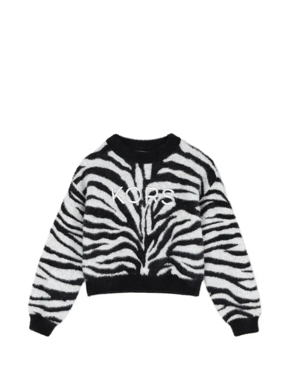 Свитер с зебровым принтом и вышитым логотипом Michael Kors Kids, черный