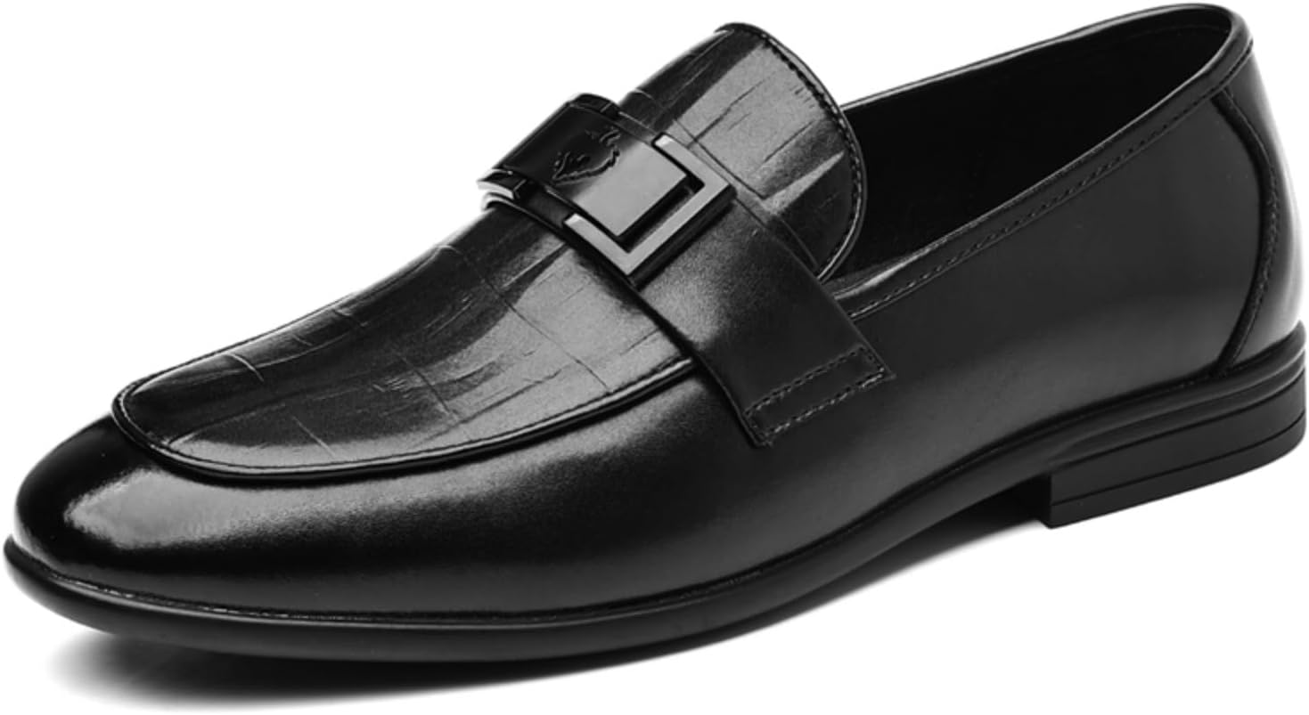 

Мужские черные кожаные лоферы с пряжкой, стильные туфли без шнурков для формальных и повседневных мероприятий Aokisx