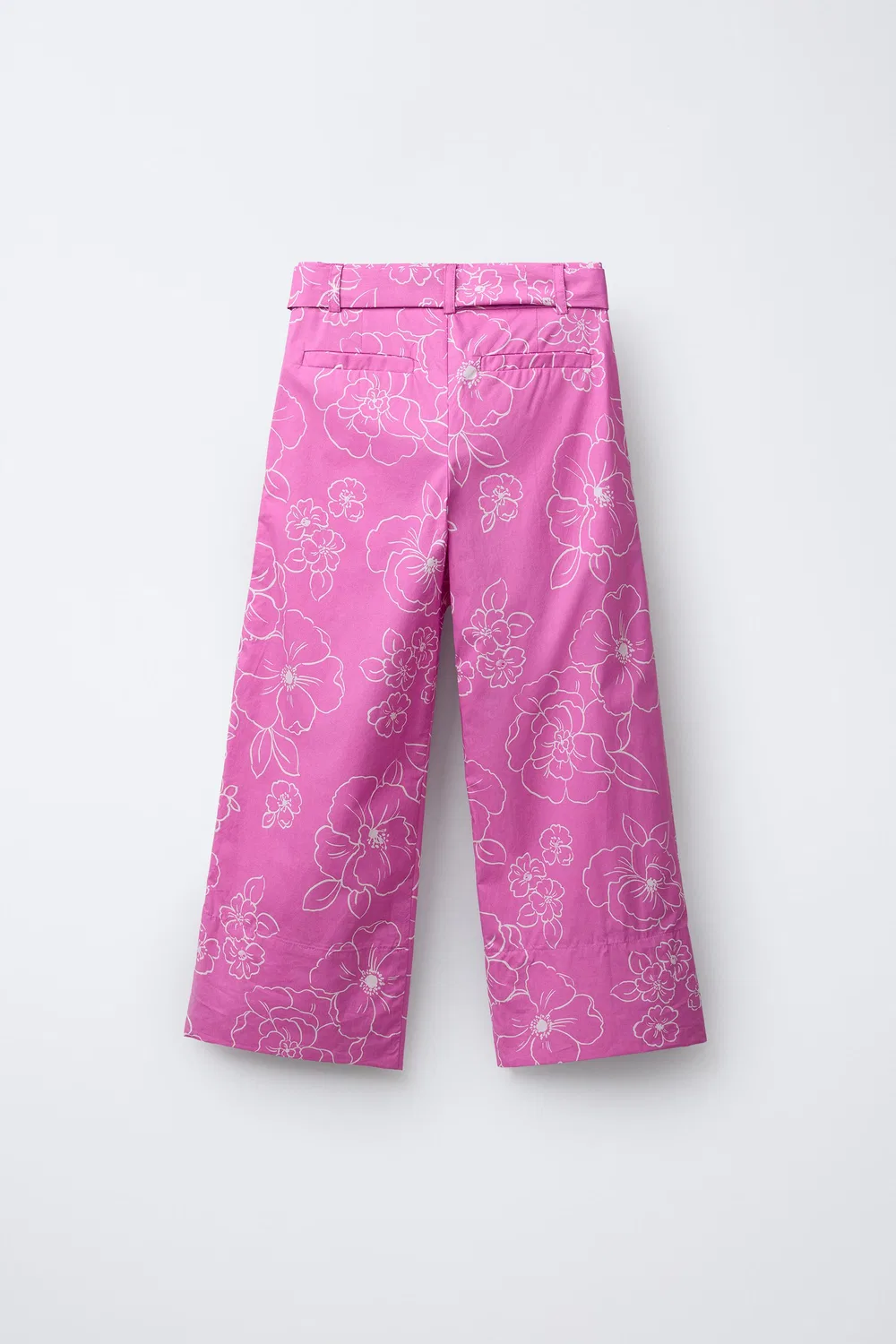 Брюки с поясом с цветочным принтом ZARA, Pink/White — фото 2