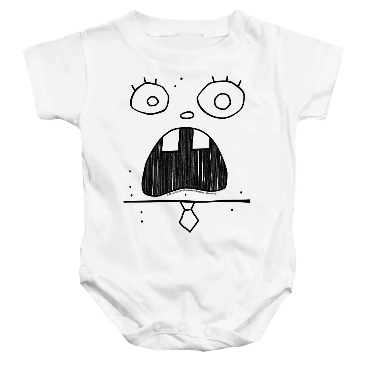 Детское боди с коротким рукавом SpongeBob Doogle Face SpongeBob, White
