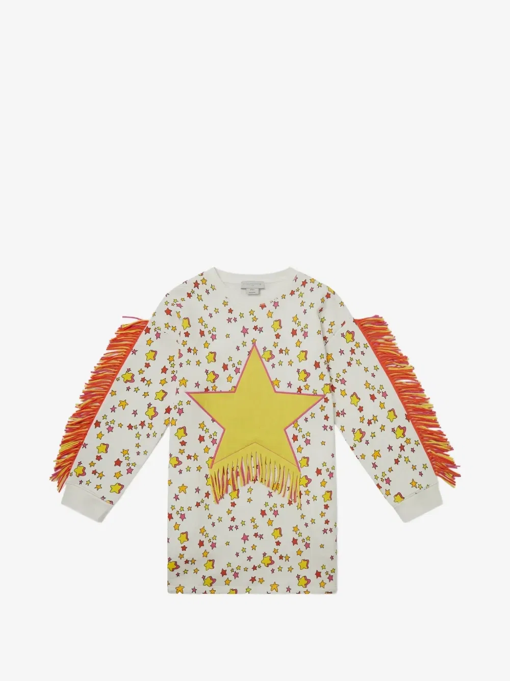 Платье с принтом и бахромой Stella McCartney Kids, белый