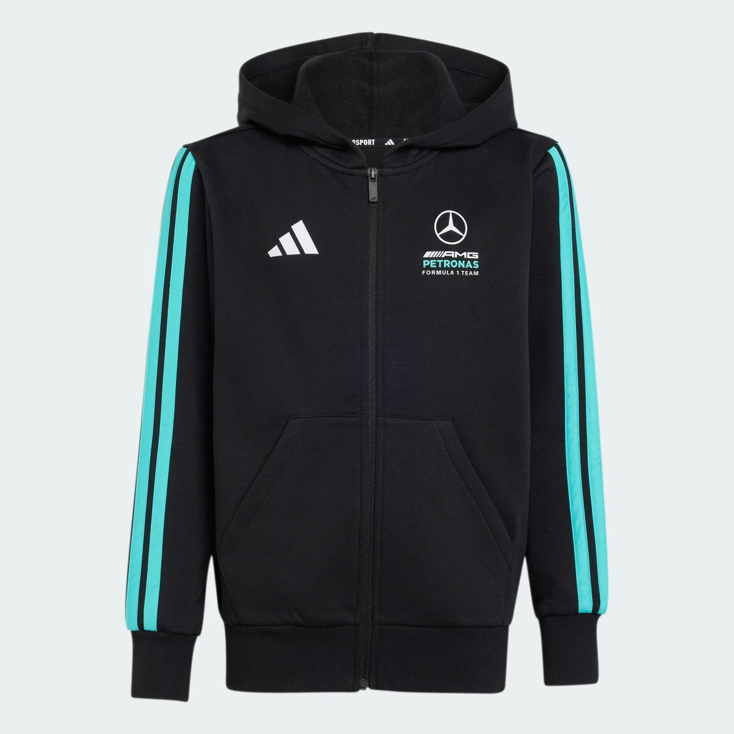 Мужская худи с длинным рукавом MERCEDES - AMG PETRONAS FORMULA 1 TEAM DNA Adidas, Черный Бирюзовый