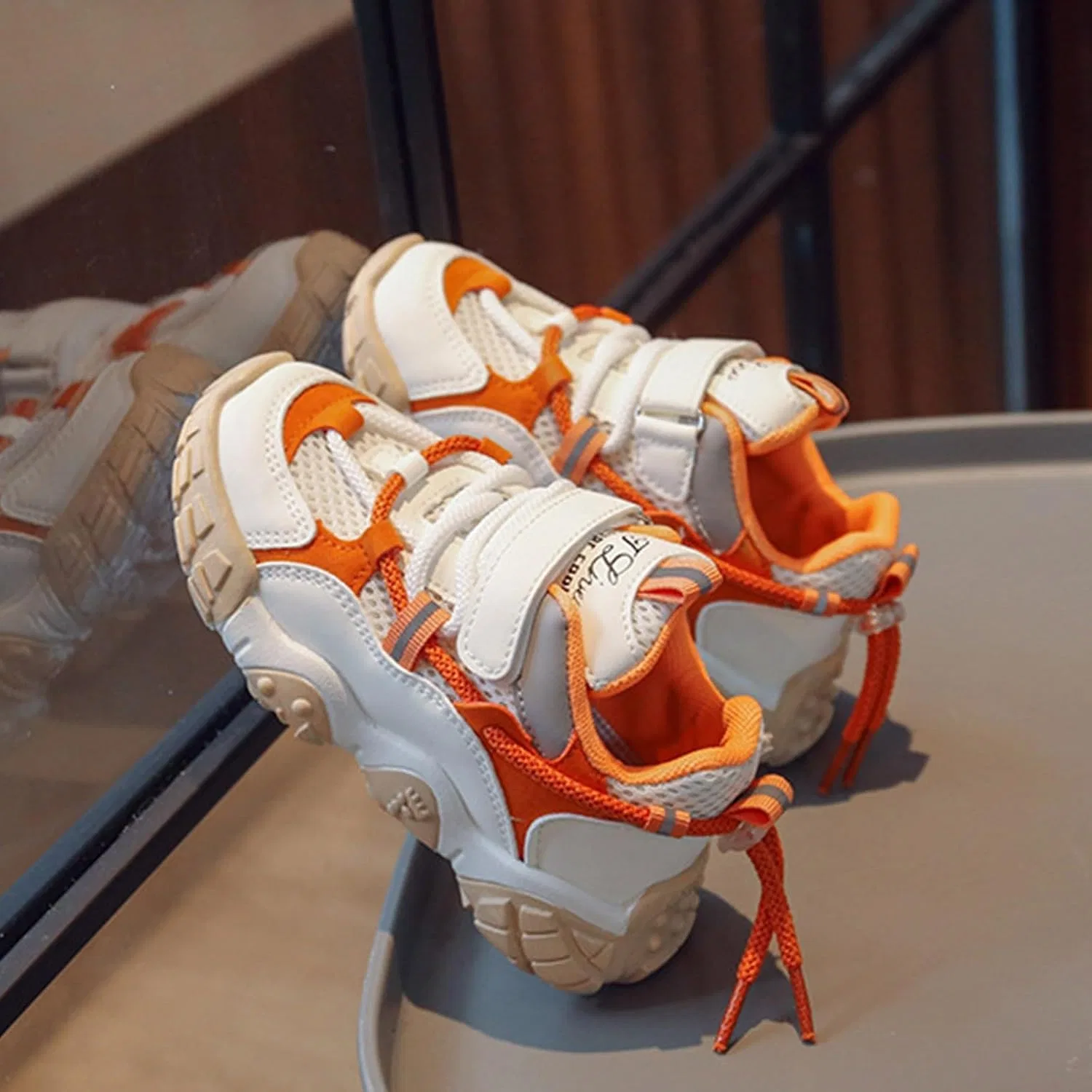 Детские кроссовки для бега и ходьбы с дышащим верхом, Orange — фото 4