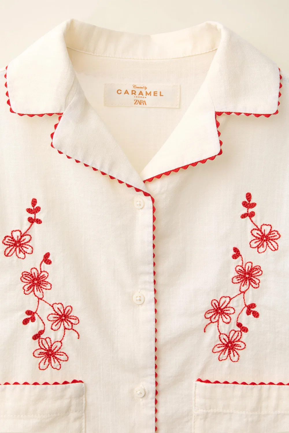 Рубашка с вышивкой, созданная Caramel London x Zara, Vanilla — фото 3