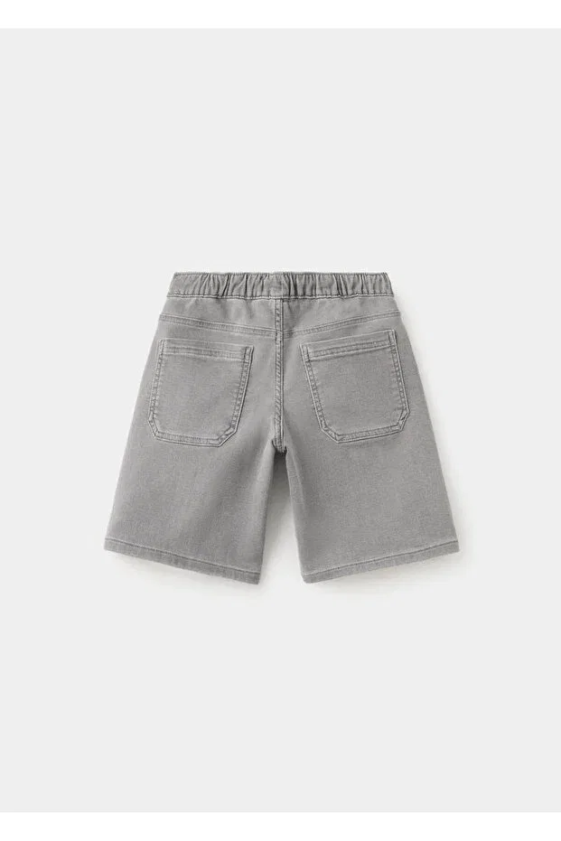 Детские шорты джинсовые с эластичным поясом Mango Kids, Denim Gray — фото 2