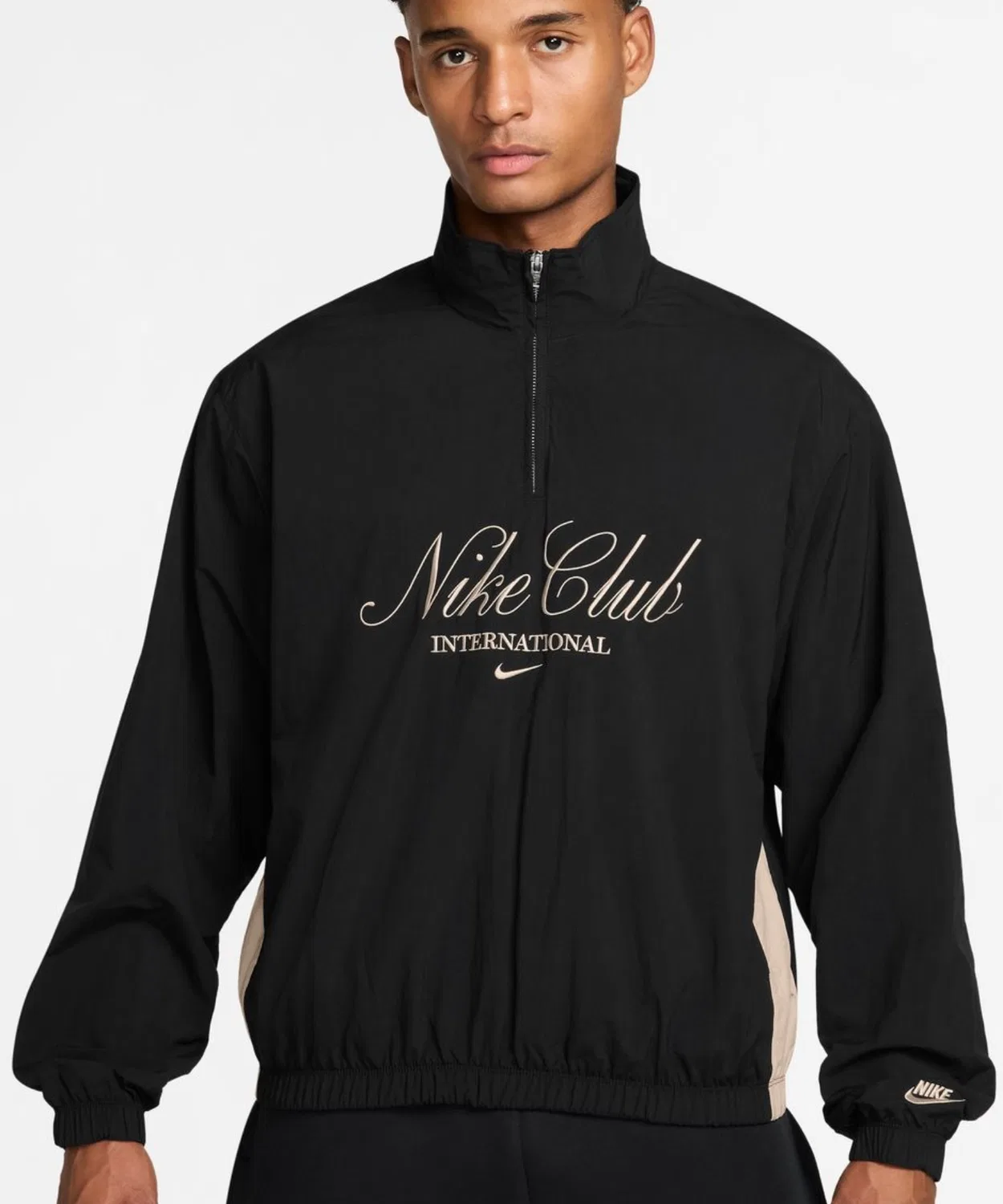 Мужская куртка из нейлона с полузастежкой-молнией Nike Club Half Zip Jacket, Black