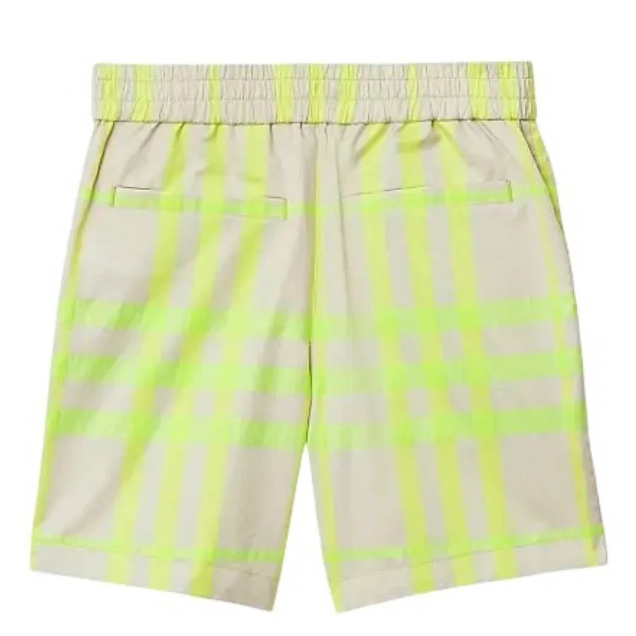 Шорты хлопковые с принтом Toddler Roman Check Burberry, Vivid Lime Ip Chk Cn — фото 2