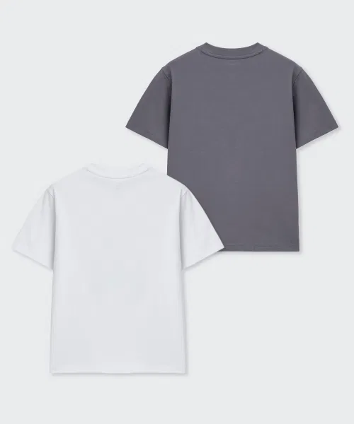 Детская футболка с коротким рукавом, комплект из 2 штук, Relaxed T-Shirt 2-Pack MUSINSA STANDARD KIDS, White — фото 2