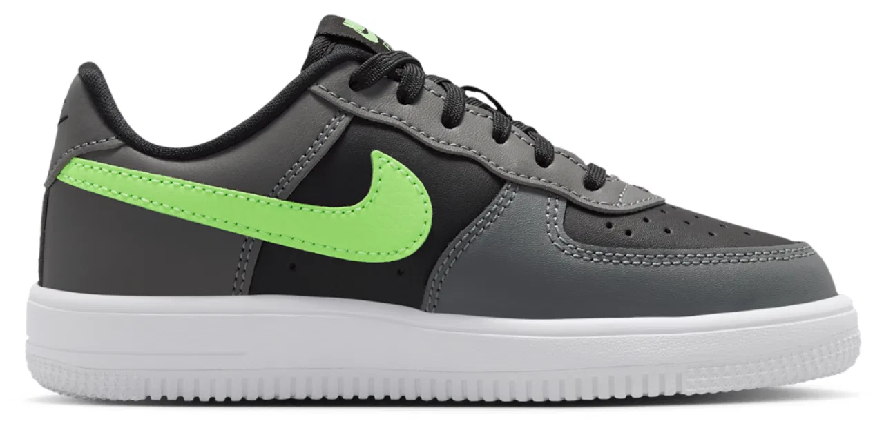 Кроссовки для мальчиков Nike Air Force 1 Low Lace, цвет Black/Smoke Grey/Lime Blast