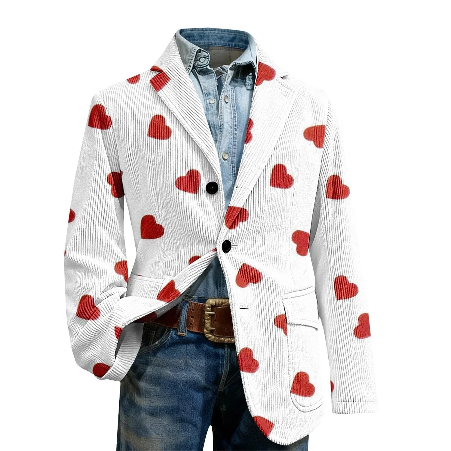 Женская куртка из вельвета с принтом Heart Print, bianco