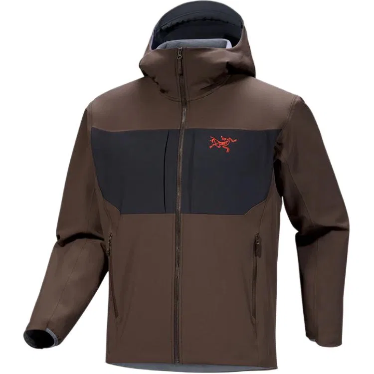 Мужская софтшелл куртка с капюшоном Arcteryx, Carob Brown/Black/Dynasty Red