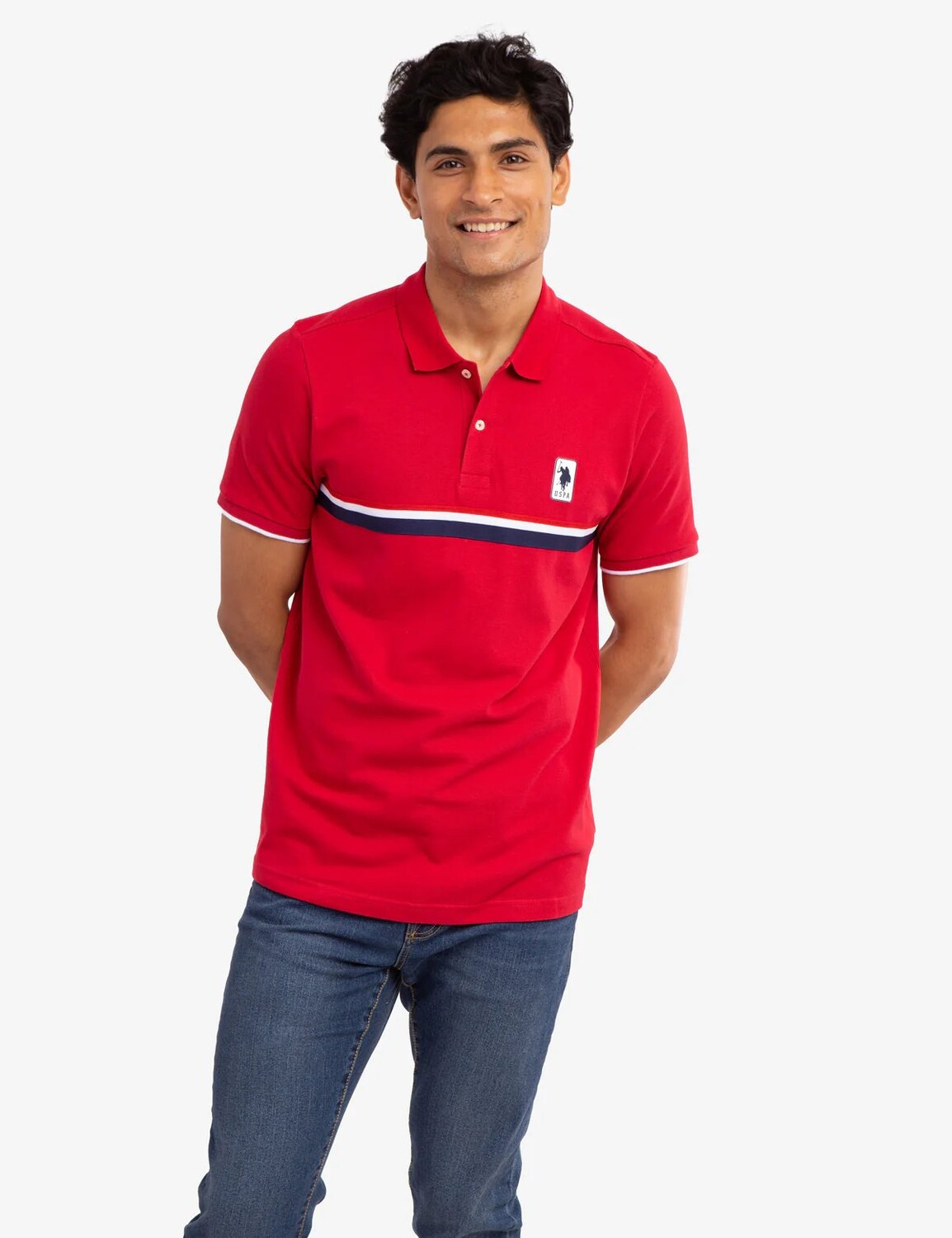 Мужская футболка-поло U.S. Polo Assn. Pieced Signature Stripe Pique, красный