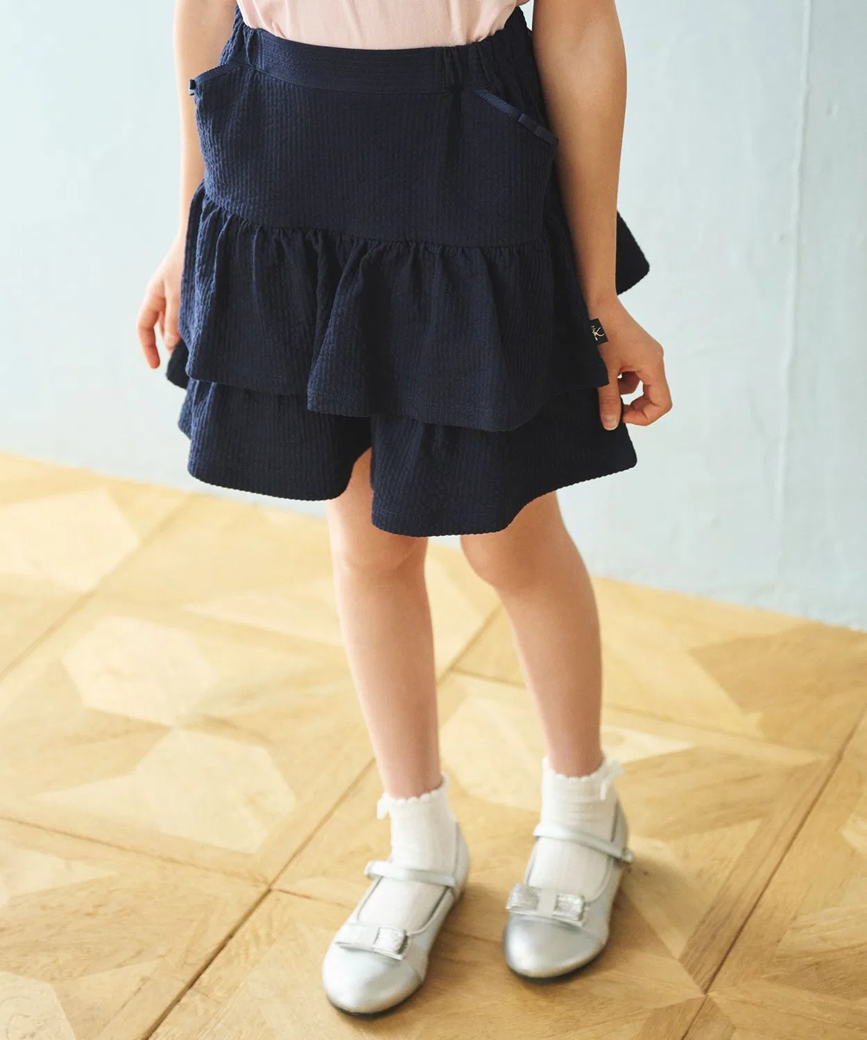 Детские шорты-юбка с рюшами из джерси Kumikyoku KIDS, Navy