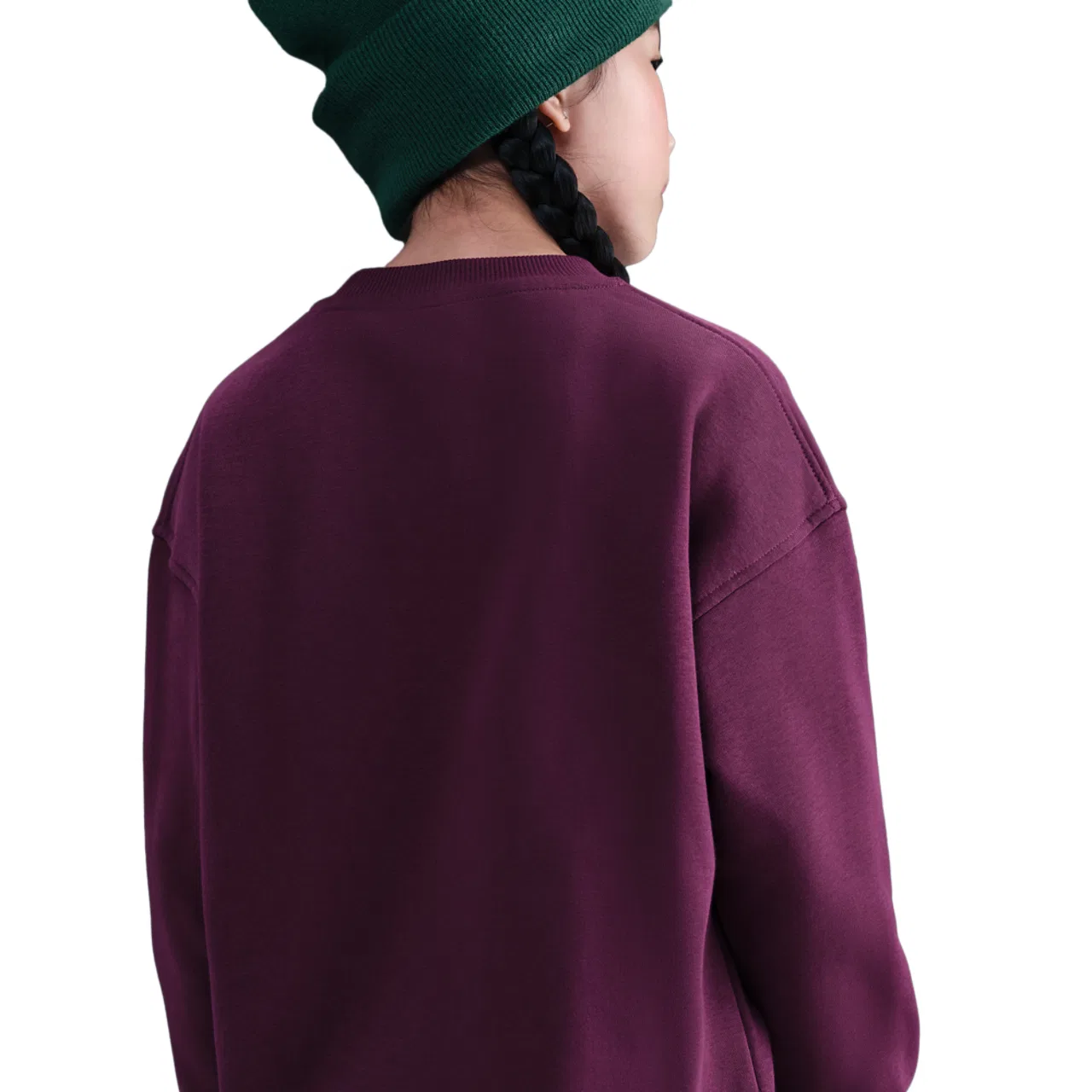 Детская толстовка Club Fleece Oversized Crew Nike, цвет Bordeaux/White — фото 2