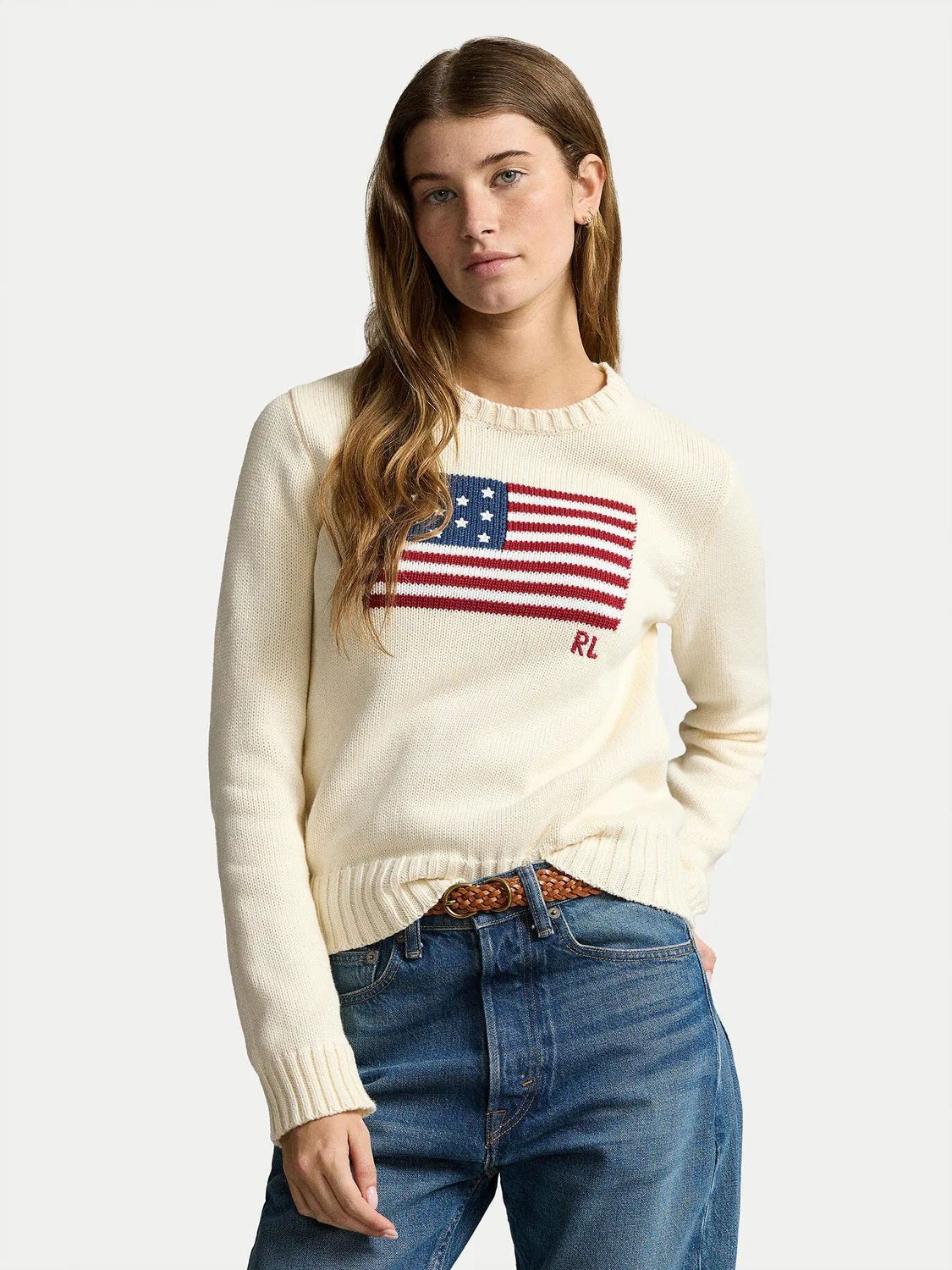 Женский пуловер прямого кроя Polo Ralph Lauren, бежевый