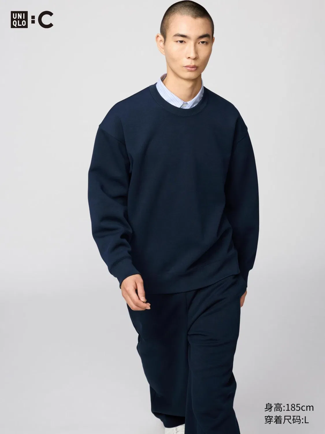 Толстовка свободный оверсайз Uniqlo, темно-синий