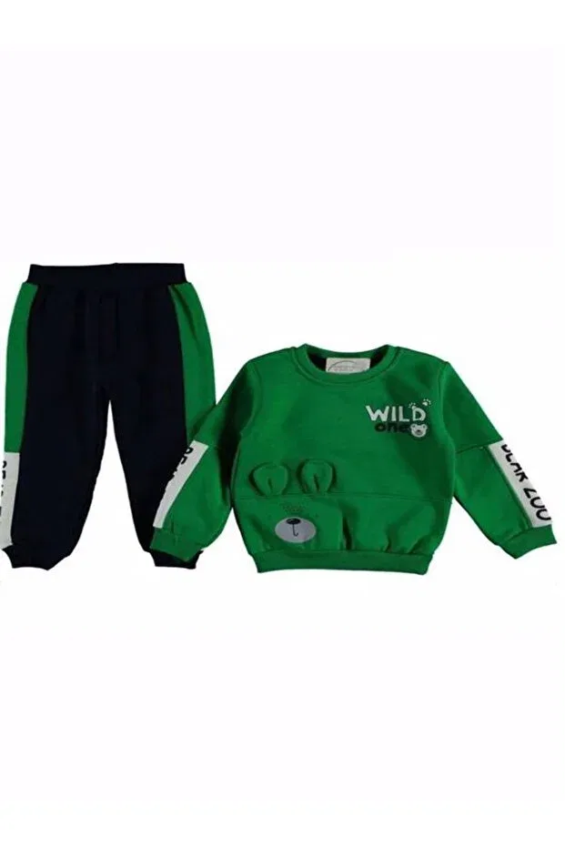 Детский спортивный костюм с принтом Cıvıltı bear zoo tracksuit set Ipgon, Green — фото 3