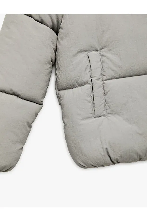 Детский пуховик для девочек с капюшоном Koton, Gray — фото 3