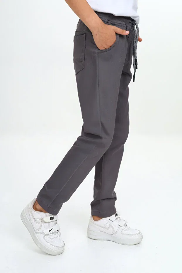 Детские брюки для девочек хлопковые Gabardine Elastic Waist School Pants Pantulux, Gray — фото 4