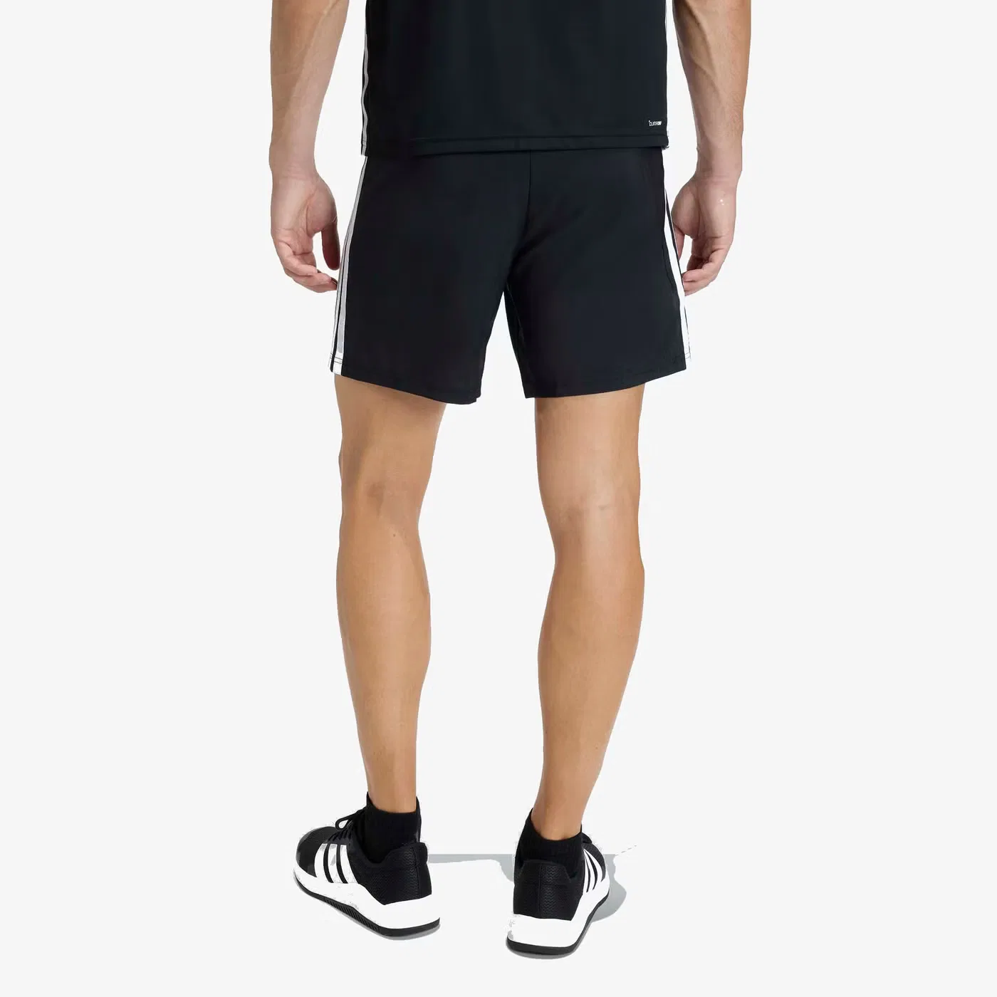 Шорты спортивные с полосками Workout Essentials Base 3-Stripes Adidas, черный — фото 3