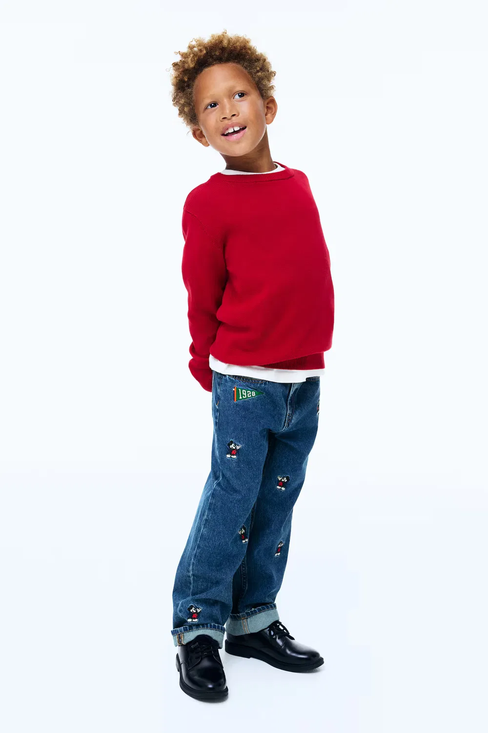 Джинсы с вышивкой, свободного кроя H&M, Denimblau/Micky Maus — фото 2