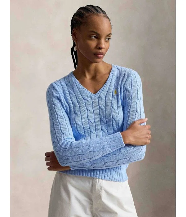Женский пуловер с V-образным вырезом Slim Fit Polo Ralph Lauren, Azzurro