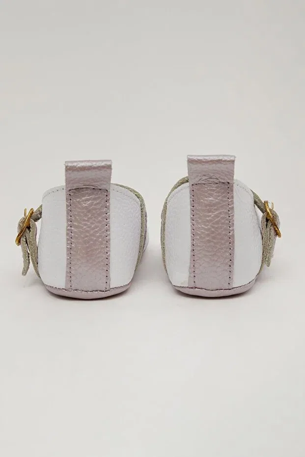 Детские балетки для девочек из натуральной кожи Luna pearlescent genuine leather double color baby ballerinas Beybium, White — фото 4