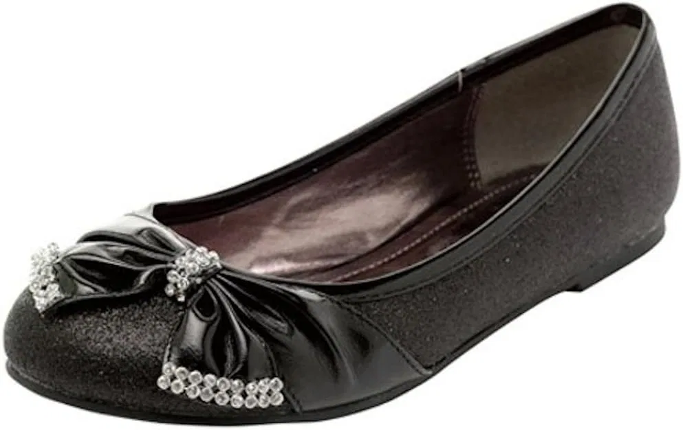 Детские туфли для девочек с бантом и стразами Lasonia, Black