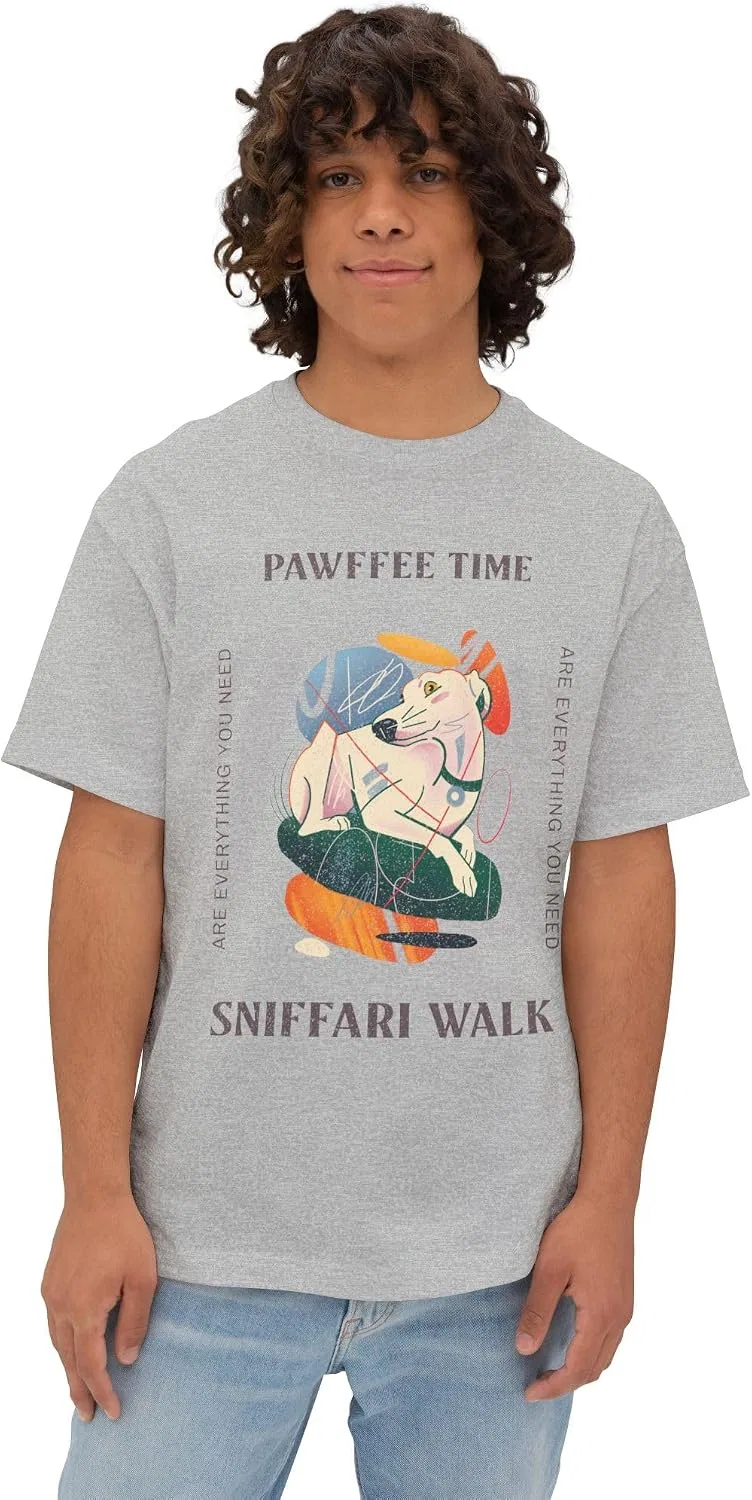 Унисекс оверсайз футболка с принтом собаки Pawffee Time, Athletic Heather